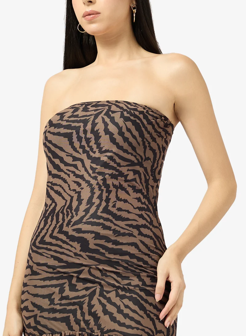 Ella  Bandeau Animal Print Dress for Women | Best Price UAE